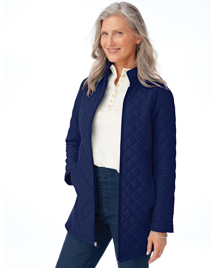 Diamond-Quilted Insulated Jacket image number 1
