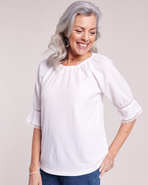 Knit Crinkle Peasant Top