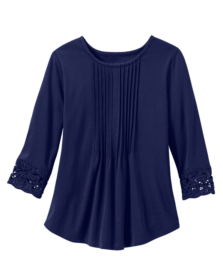 Pintuck Lace Tee image number 3