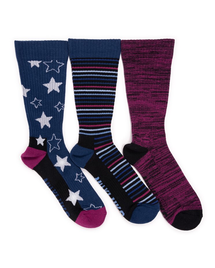 MUK LUKS® Women's 3 Pack Cotton Compression Crew Socks image number 3