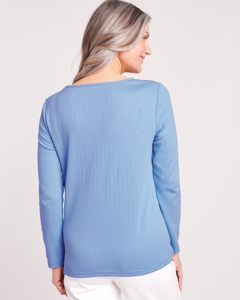 Embroidered Pointelle Top