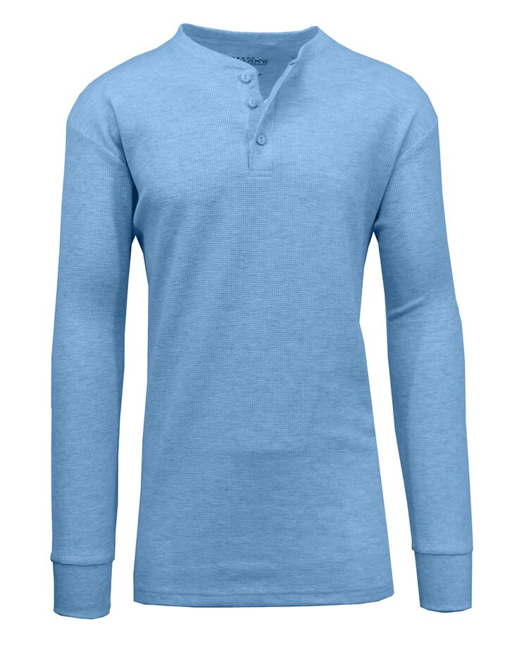 Galaxy By Harvic Men's Oversized Waffle-Knit Thermal Henley image number 1