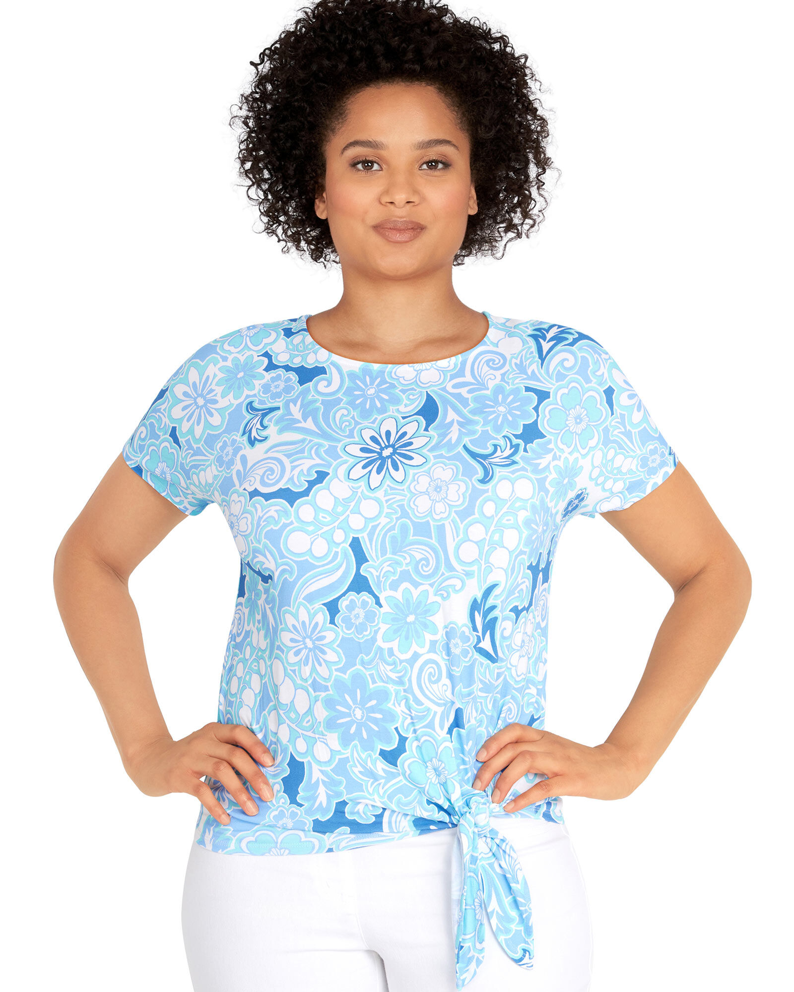 Ruby Rd Modern Floral Print Top