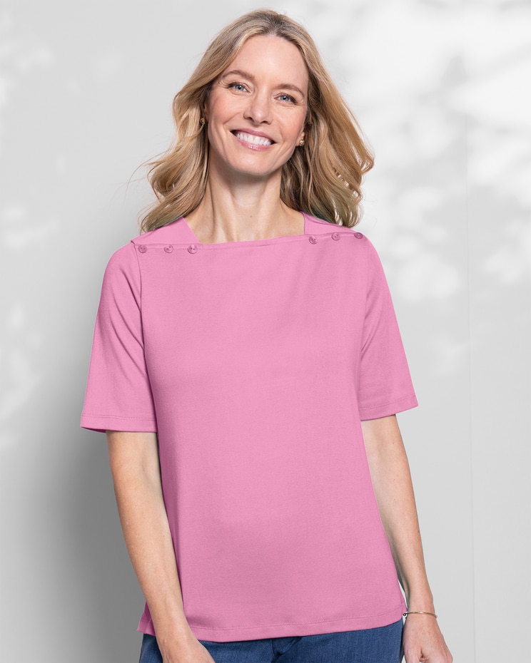Coastal Cotton Solid Square-Neck Tee image number 1