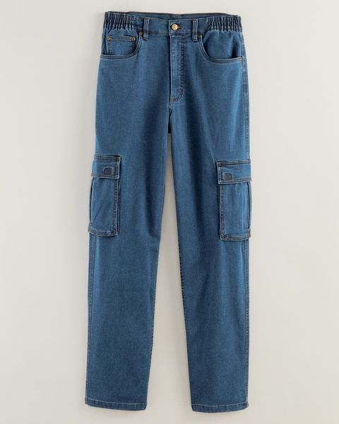 John Blair® Knit Denim Cargo Jeans