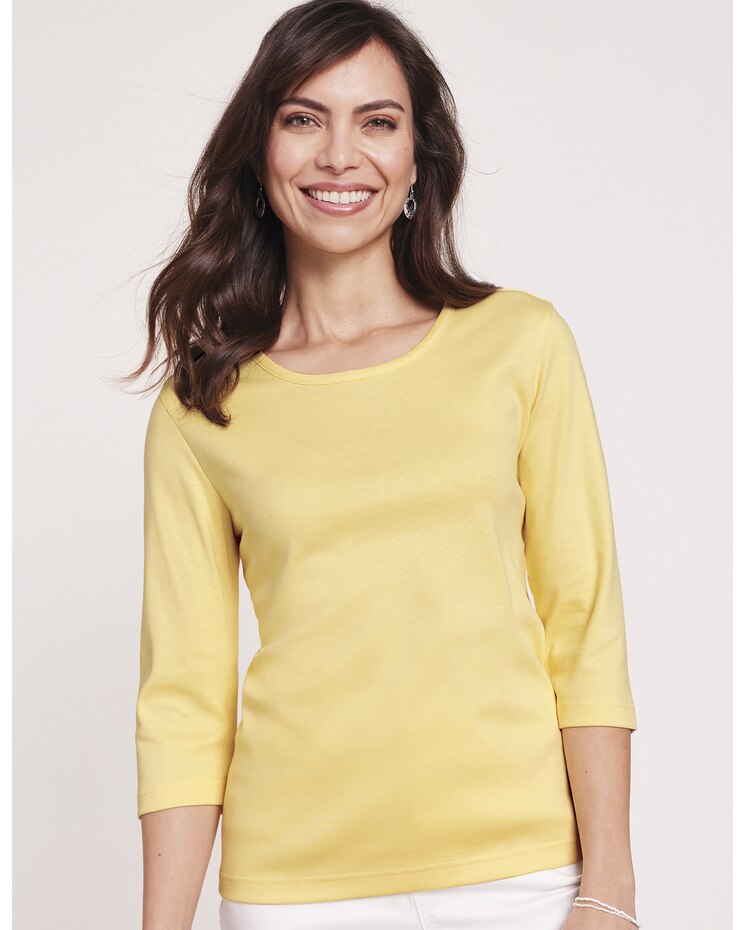 Essential Knit Three-Quarter Sleeve Tee image number 1