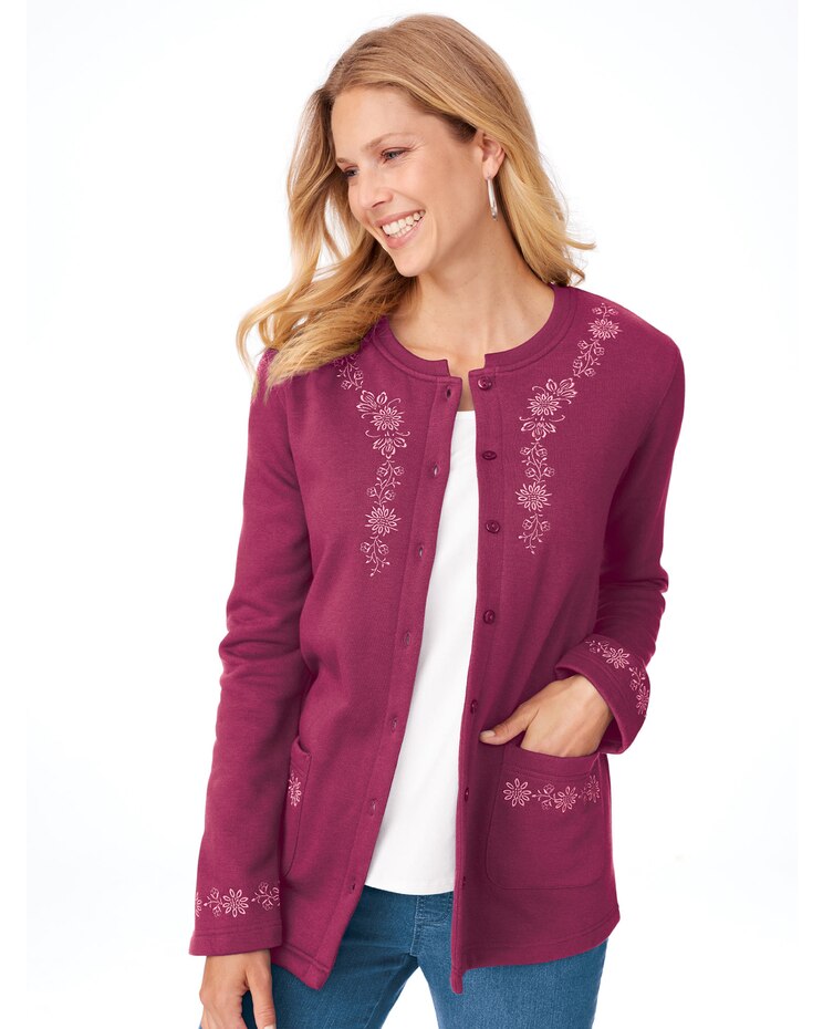Embroidered Fleece Cardigan image number 2