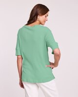 Ribbed Button Trim Top thumbnail number 3