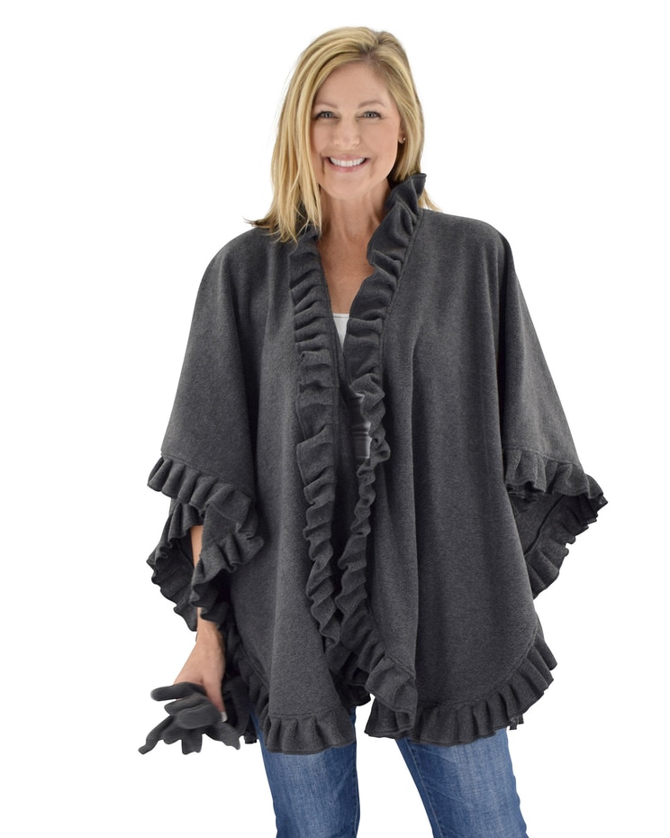 Ruffle Fleece Wrap & Glove Set image number 1