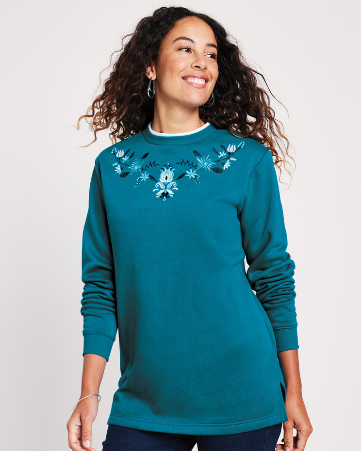 Better-Than-Basic Embroidered Tunic Sweatshirt image number 1