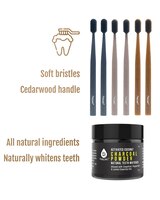 Pursonic Natural Radiance Combo: Activated Coconut Charcoal Powder Natural Teeth Whitener + 100% Eco-friendly Cedarwood Toothbrushes (6 Pack) thumbnail number 3