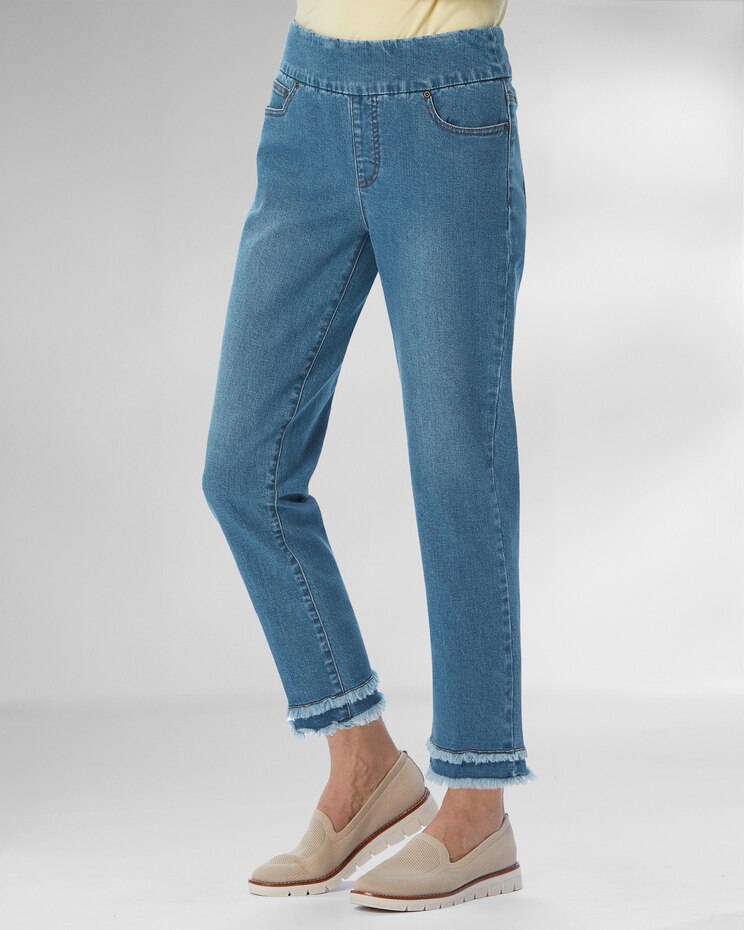 SlimSation® Double-Fringe Denim Ankle Pants image number 4