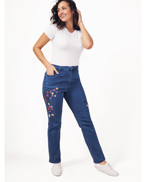 DenimEase™ Embroidered Jeans