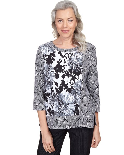 Alfred Dunner® World Traveler Geo Floral Split Hem Top