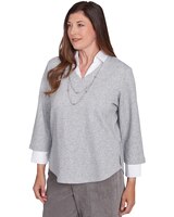 Alfred Dunner® Copenhagen Collar Layered Winter White Sweater thumbnail number 3
