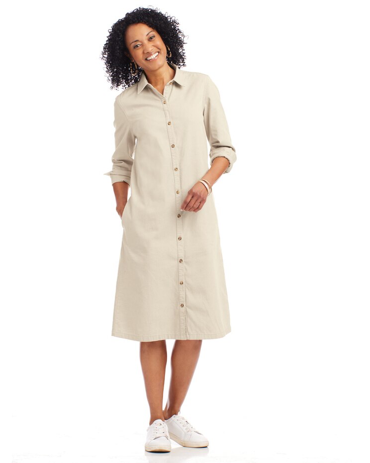 Denim Button Front Dress image number 1
