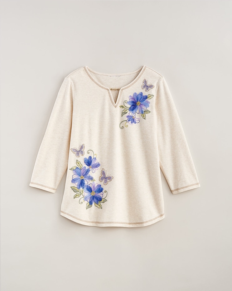 Alfred Dunner® Santa Fe Asymmetrical Floral Embroidery Top image number 2