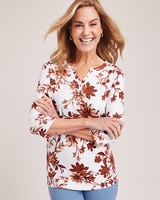 Essential Knit Three-Quarter Sleeve Henley thumbnail number 1