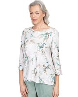 Alfred Dunner® St.Moritz Birds Crochet Flutter Sleeve Top thumbnail number 3