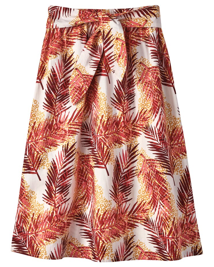 Haband Women’s Tie Front Cotton Midi Skirt with Elastic Waist, Print image number 1