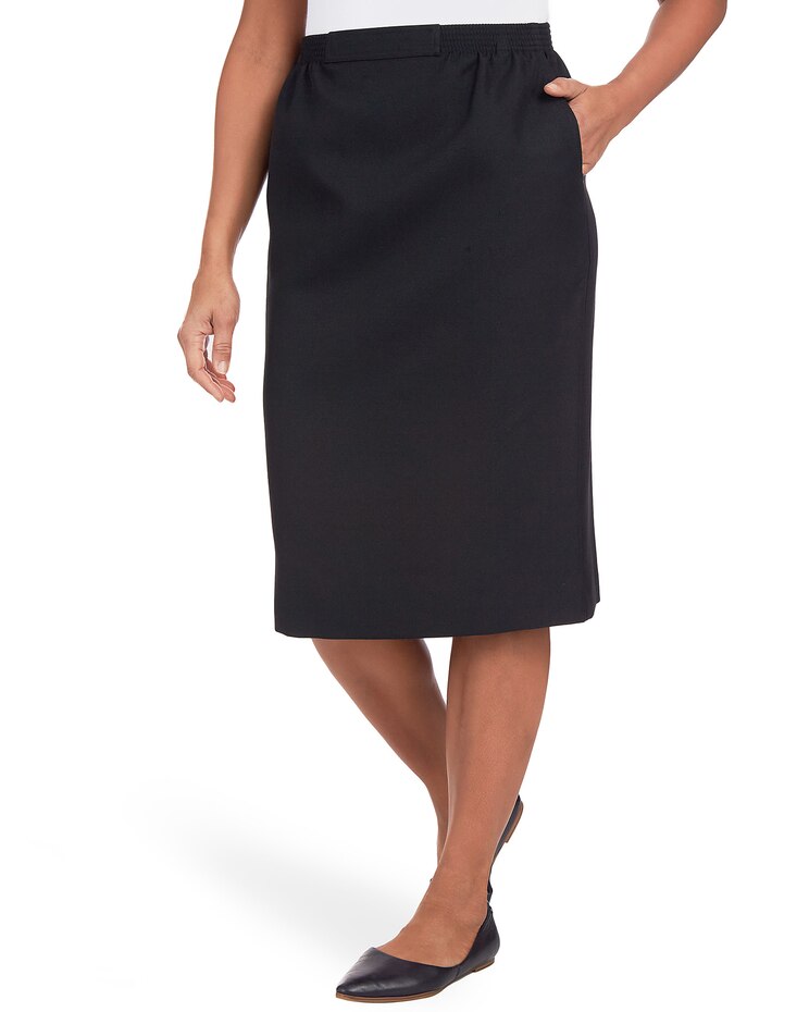 Alfred Dunner® Cinch Waist Midi Skirt with Slant Pockets image number 3
