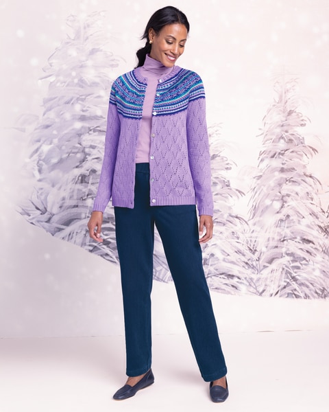 Fair Isle Pointelle Cardigan