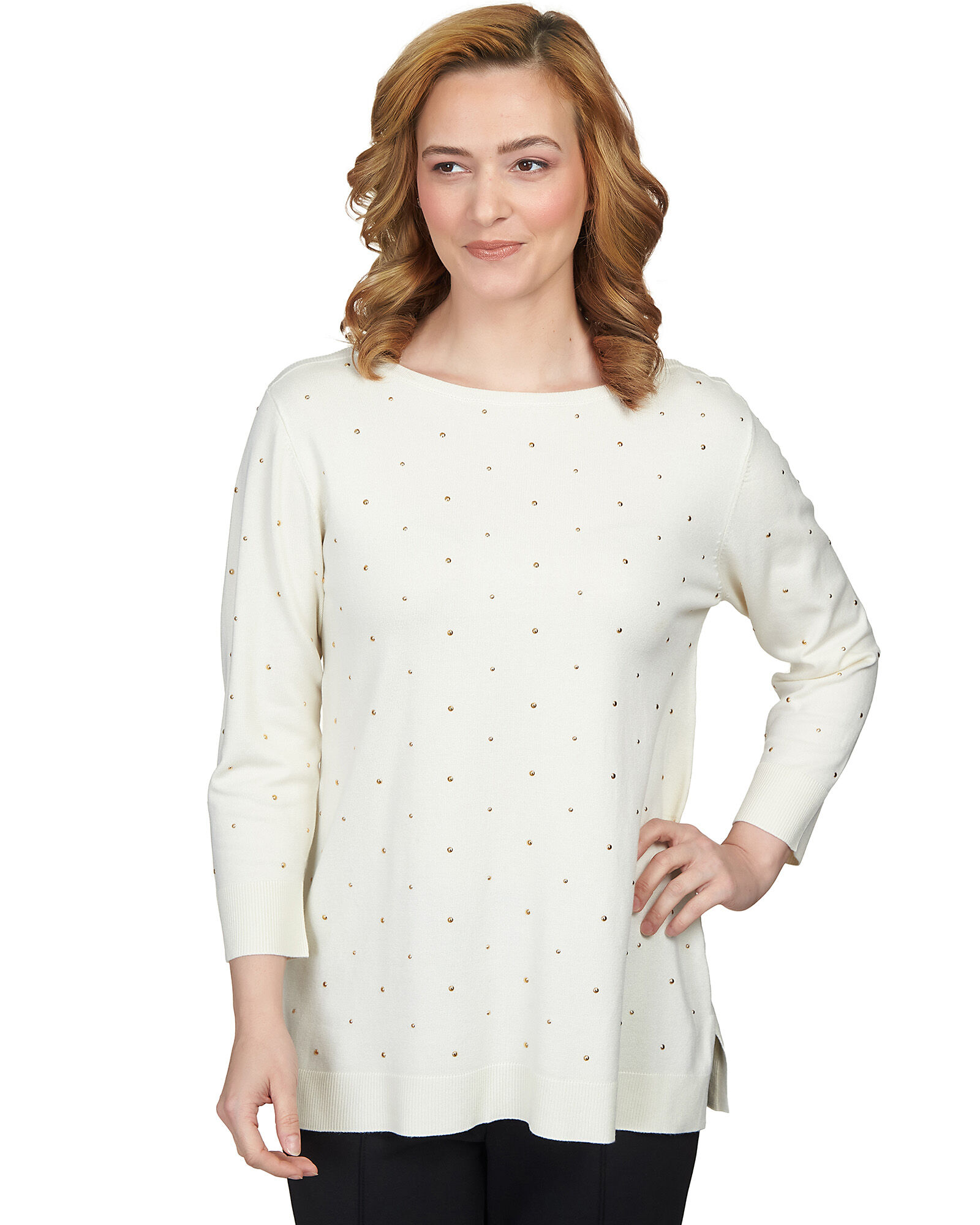 Ruby Rd Stud Embellished Tunic Sweater