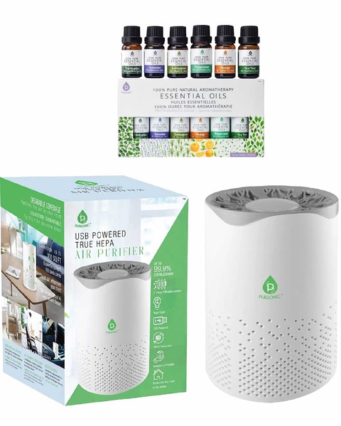 Pursonic Air Purifier with 6-Pack Premium Essential Oils Collection