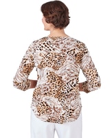 Alfred Dunner® Puff Print Mixed Animal Print Split Neck Top thumbnail number 2