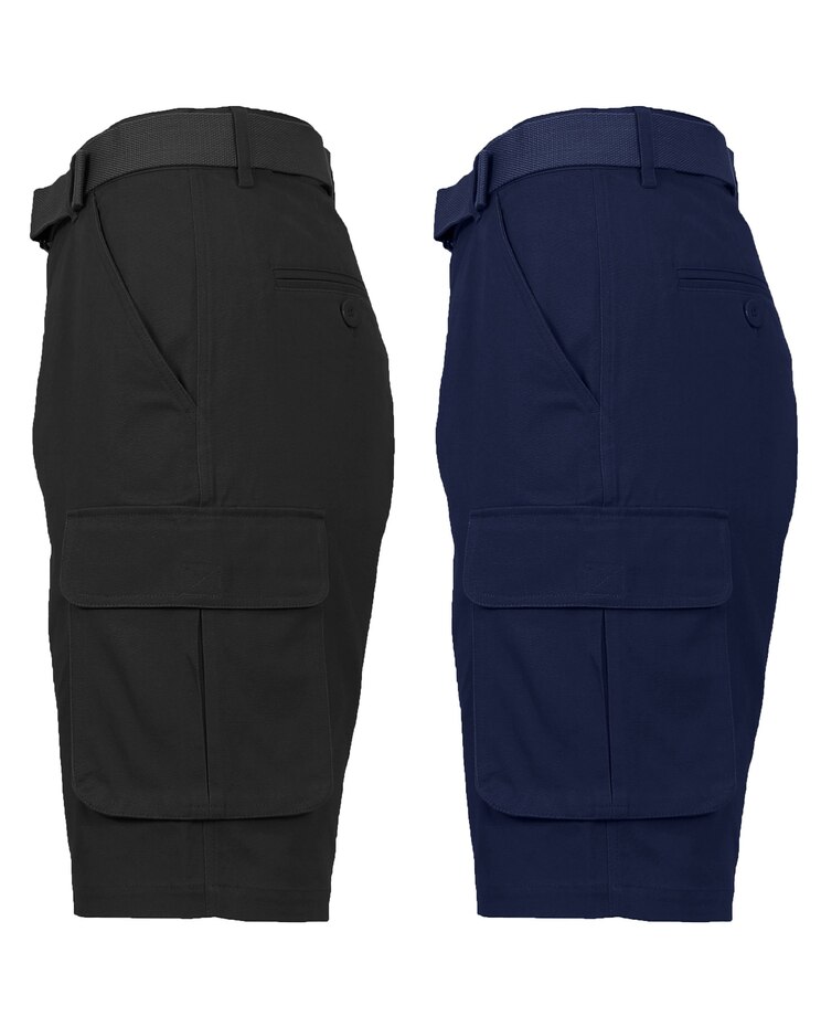 Men's Slim Fit Flat Front Belted Cotton Cargo Shorts-2 Pack image number 1