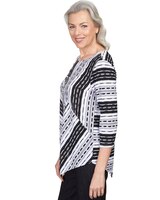 Alfred Dunner® World Traveler Spliced Stripe Asymmetric Hem Top With Necklace thumbnail number 4
