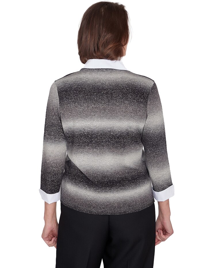 Alfred Dunner® Classics Chevron Ombre Woven Sweater image number 5
