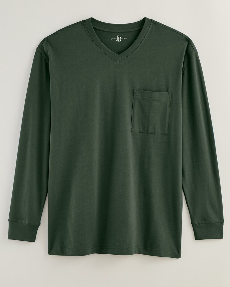 John Blair® Everyday Jersey Knit Long-Sleeve Pocket V-Neck Tee image number 1