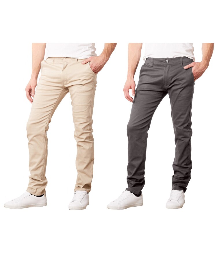 Galaxy By Harvic Slim-Fit Stretch Cotton Chino Casual Pants-2 Pack image number 1