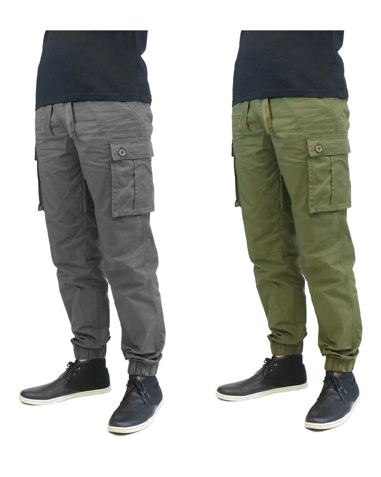 Galaxy by Harvic Slim Fit Stretch Cotton Twill Cargo Jogger Pants-2 Pack image number 1
