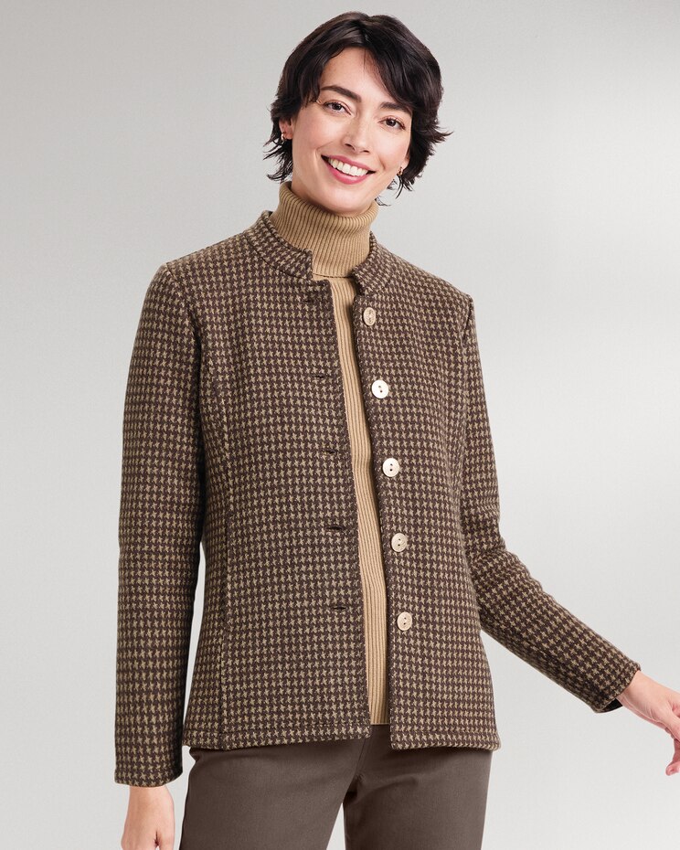 Boiled-Wool Mini Houndstooth Jacket image number 1