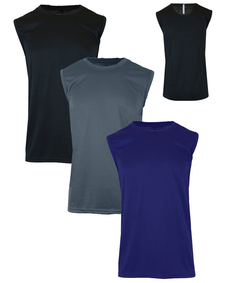 Galaxy By Harvic Men's Moisture-Wicking Wrinkle  Muscle Tee-3 Pack image number 1