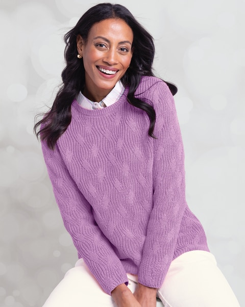 Bayside Cotton Wavy Cable Sweater