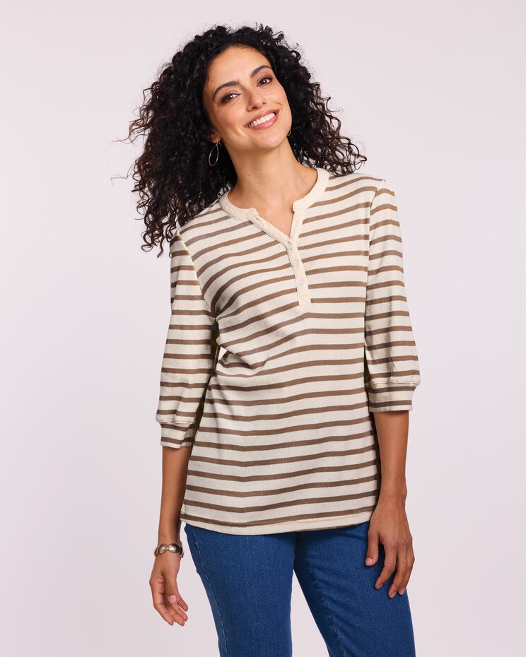 Ribbed Henley Top image number 1