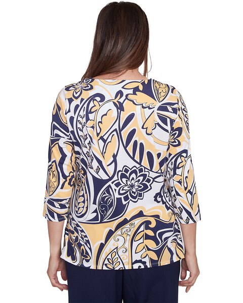 Alfred Dunner® Block Island Dramatic Paisley Crew Neck Top