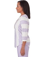 Alfred Dunner® Garden Party Spliced Stripe Texture Top thumbnail number 4