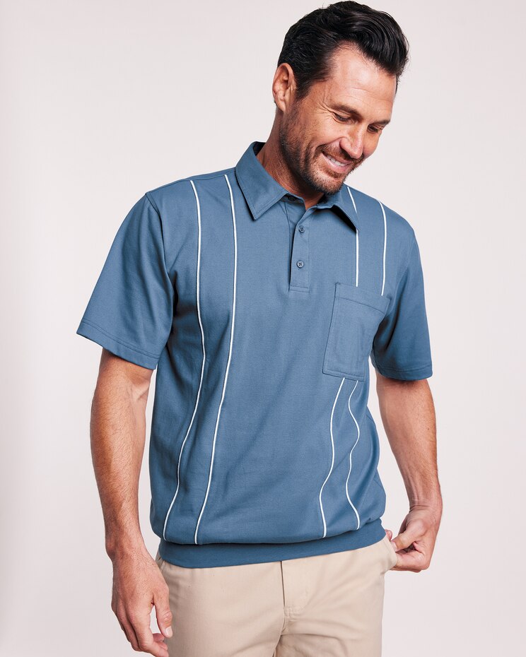 John Blair Piped Banded-Bottom Polo image number 1