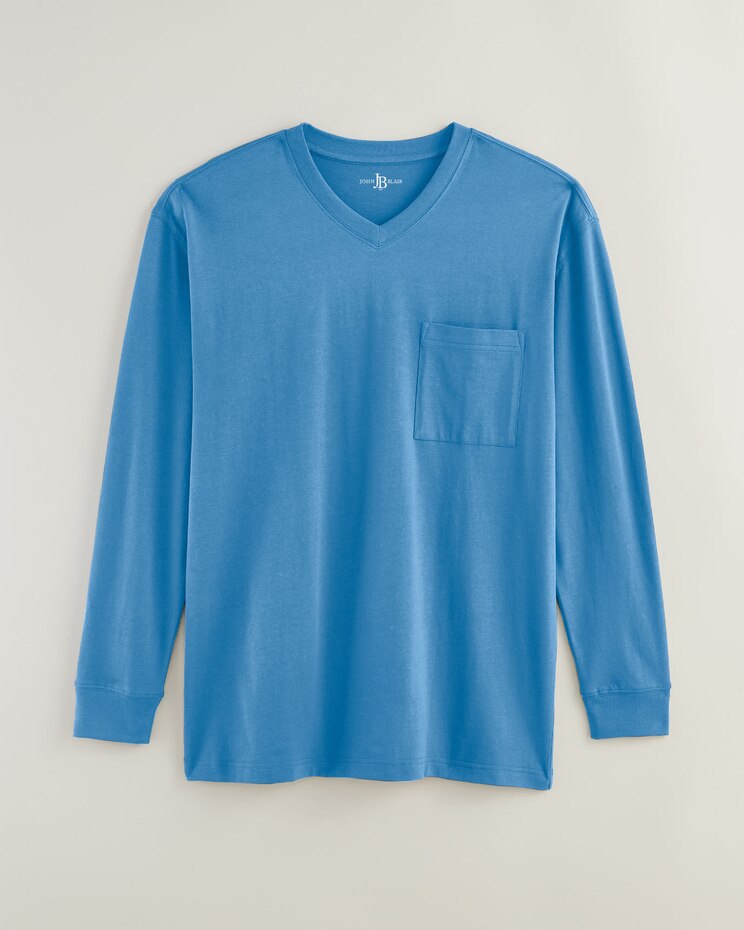 John Blair® Everyday Jersey Knit Long-Sleeve Pocket V-Neck Tee image number 1