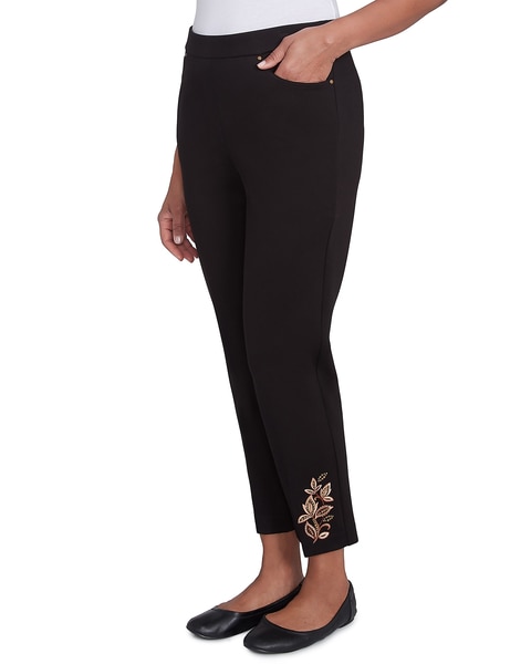 Alfred Dunner® Rue Rivoli Embroidered Leaf Short Length Pant