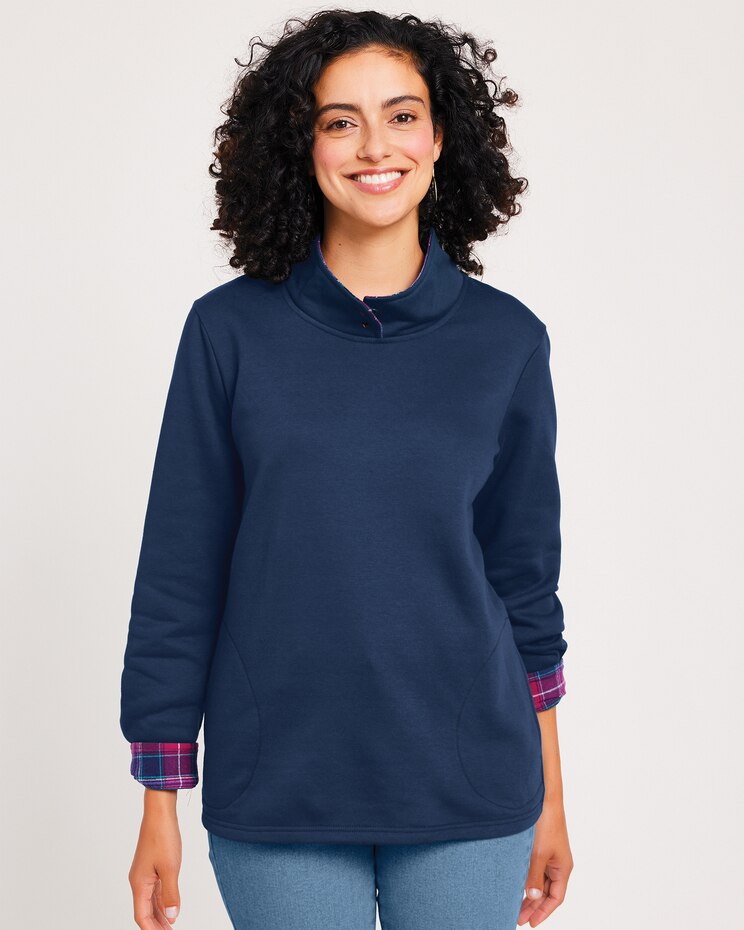 Flannel Trim Fleece Top image number 3