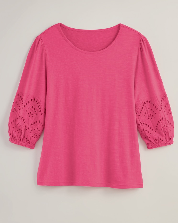 Eyelet Textured Slub Knit Top image number 4
