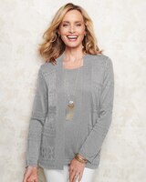 Shimmer Pointelle Sweater Set thumbnail number 1