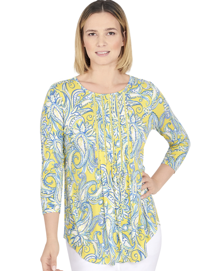 Ruby Rd® Pacific Muse Sunburst Paisley Print Knit Top image number 1