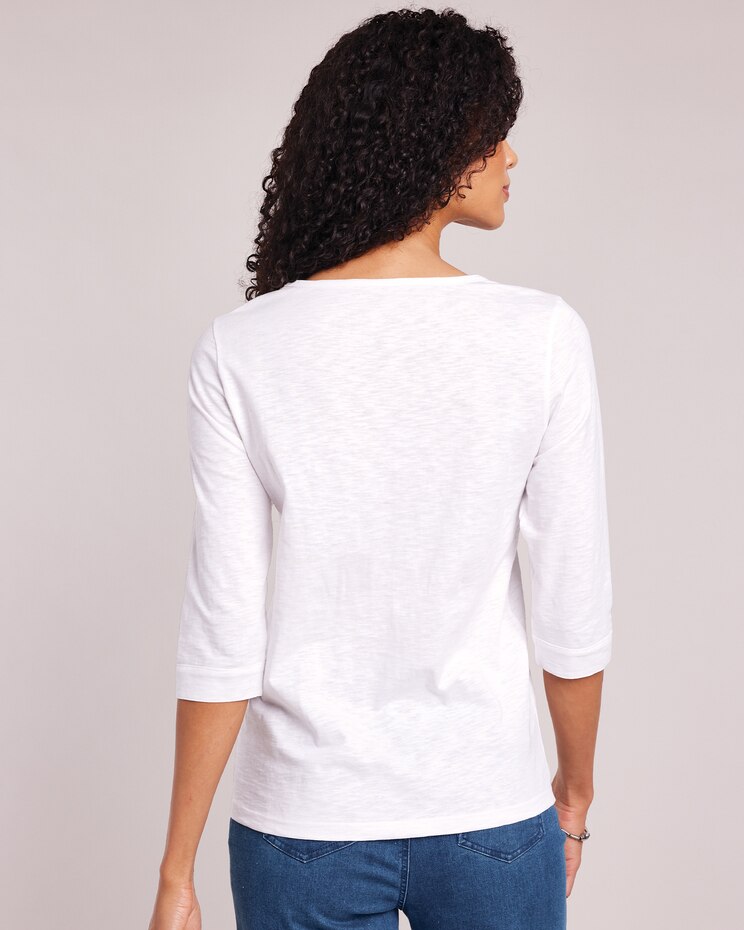 Slub Knit Embroidered Top image number 3