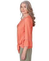 Alfred Dunner® Tuscan Sunset Solid Texture Top with Side Tie thumbnail number 4